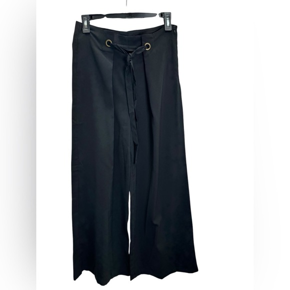 Doe & Rae .  Black Maxi Tie Front Trousers - Picture 4 of 10